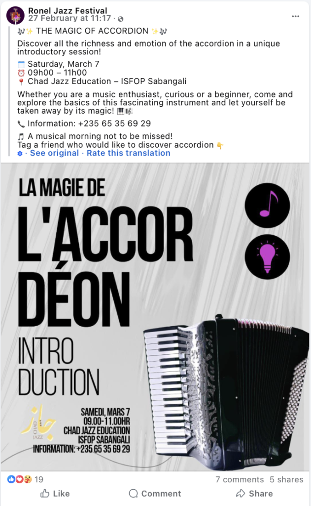 La magie de l'accordéon - introduction course Facebook advertisement by Ronel Jazz Festival